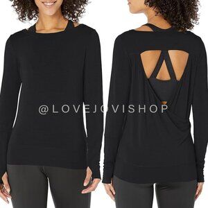 Athleisure | NWT! Prana Black Peek-A-Boo Twisted Open Back Top | Tencil Yoga SM